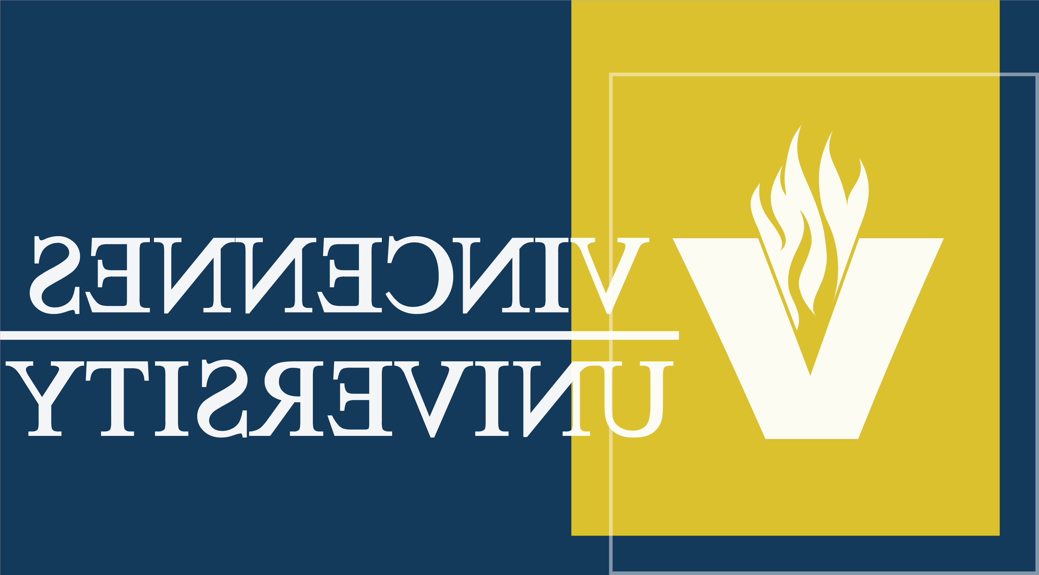 文森斯大学的校徽由蓝、白、黄三色组成